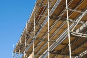 Multi-level scaffolding system installed for large construction project in Downey CA by Downey Scaffolding Rental
